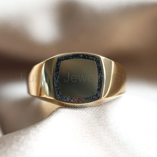Brad gold inlay signet ring - Ready to Ship-new