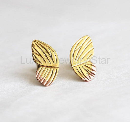Butterfly Wing Studs Earrings, Gold Stud Earrings - Ready to Ship-new