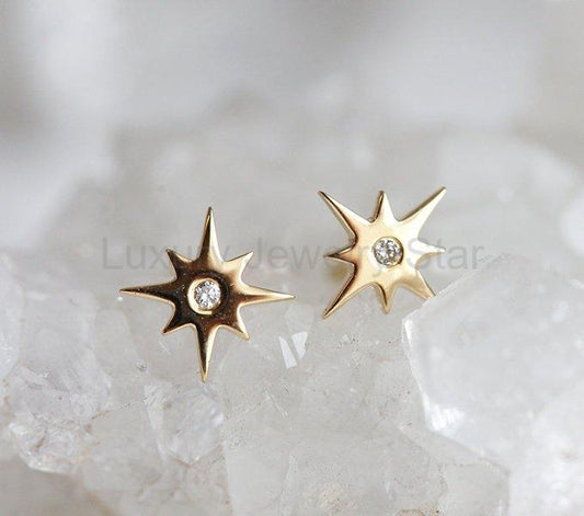Diamond Earrings, Star Earrings - Ready to Ship-new