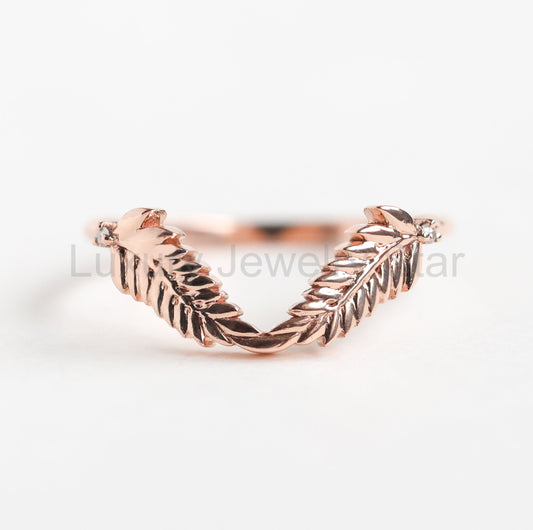 Gold Leaf Ring Nesting Band - Ready to Ship-new
