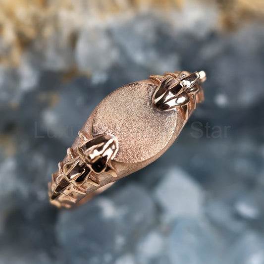gold signet ring with snake spine detail - Ready to Ship-new
