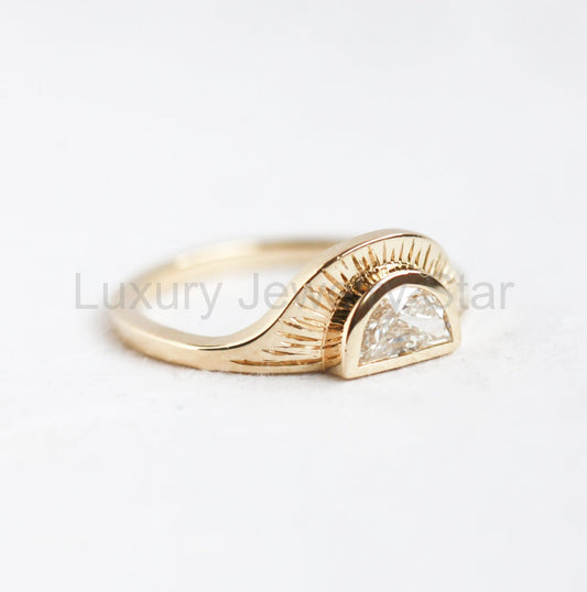 Half Moon Diamond Ring Half Carat - Ready to Ship-new