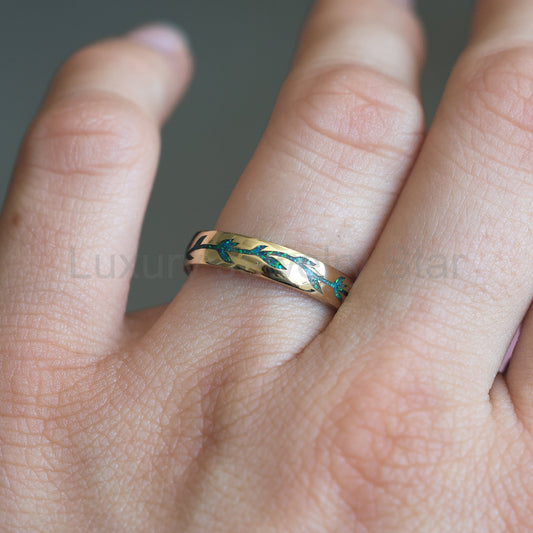 Leaf opal inlay band Unisex band - Ready to Ship-new - image 2