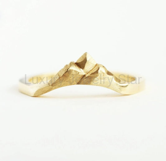 Mountain Range Womens Wedding Curved Band - Ready to Ship-new