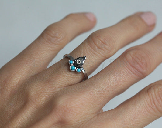 Nala Pear Salt & Pepper Diamond Ring - Ready to Ship-new - image 2
