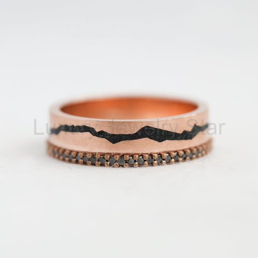 Rowan Black Spinel Band With Black Diamonds - Ready to Ship-new