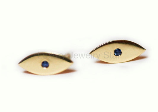 Stephanie Evil Eye Sapphire Stud Earrings - Ready to Ship-new