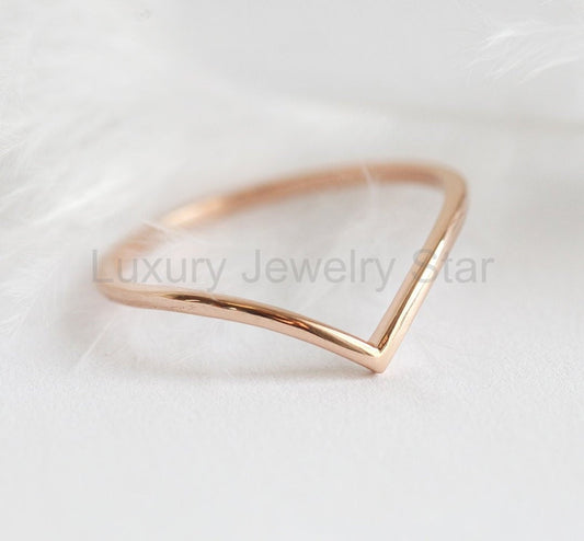 Thin Chevron V-Shaped Nesting Band - Ready to Ship-new