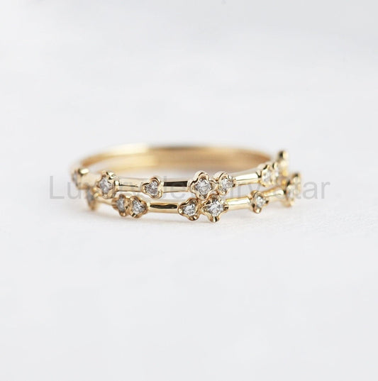 Unique Diamond Wedding Band, Diamond Wedding Band, K - Ready to Ship-new