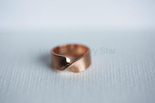 Wide Wedding Band, Twisted Gold Ring - Ready to Ship-new - image 2