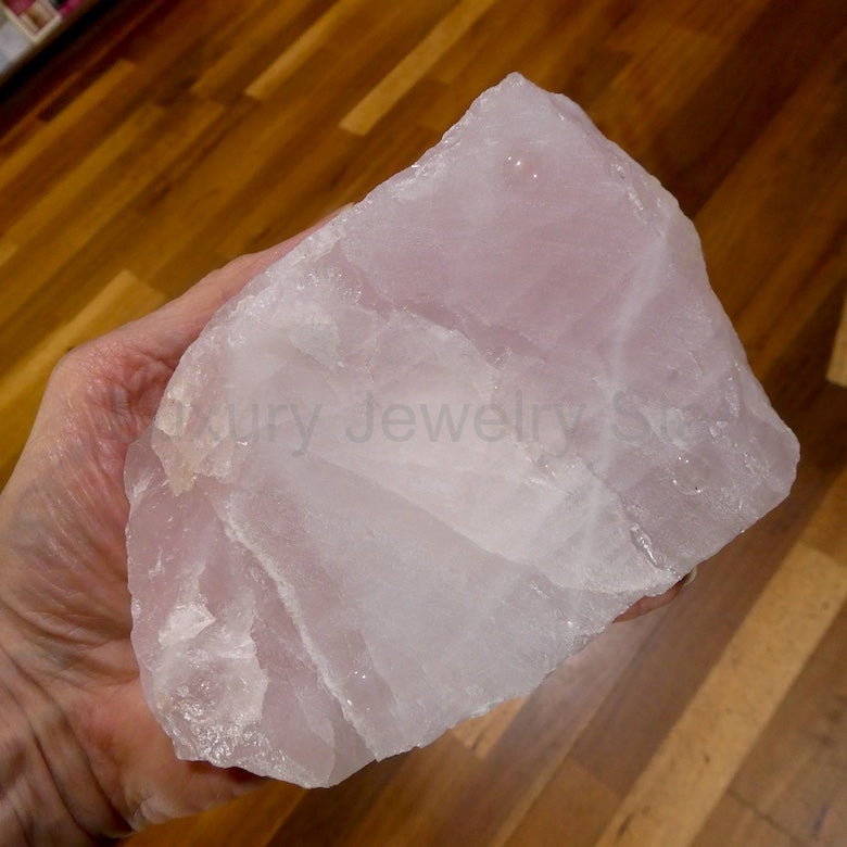 Rose Quartz Candle Holder - Lovely Raw Rock, space for T-Light - image 3