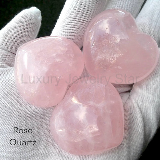 Rose Quartz Heart with Pink Pouch