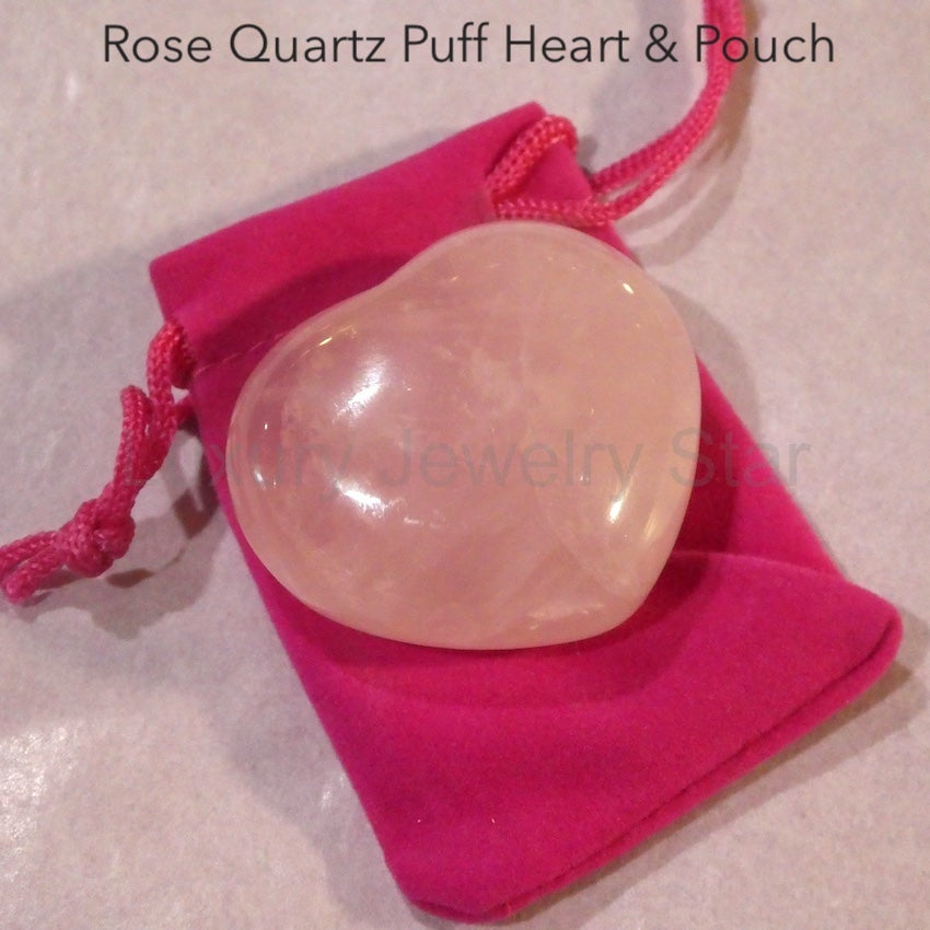 Rose Quartz Heart with Pink Pouch - image 2