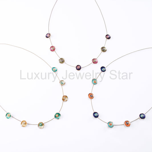 Abstract Flower Blossom Necklace, Boho Style Custom Geometric Necklace, Multi Circle - image 2