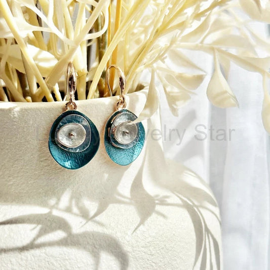 Abstract Layered Petal Dangle Earrings, Boho Style Custom Geometric Earrings, Multi Circle Dangle