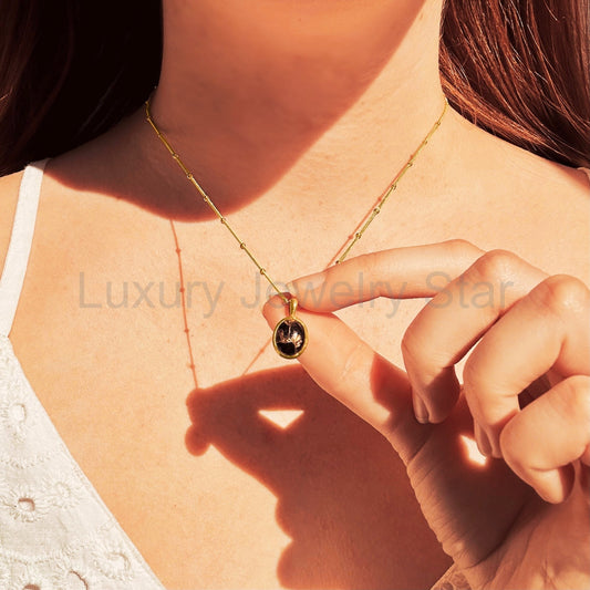 Black Copper Obsidian Cabochon Oval Necklace, 925 Silver or 18k Gold Vermeil, Minimalist - image 2