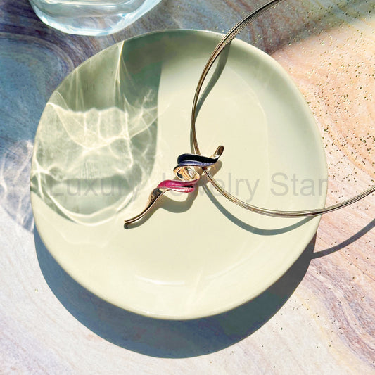 Boho Curling Spiral Necklace, Pink and Purple Statement Pendant Necklace for Women, Rose Gold