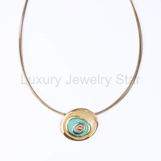 Boho Evil Eye Necklace, Rose Gold Bohemian Chic Statement Pendant Necklace, Swirl Spiral - image 2