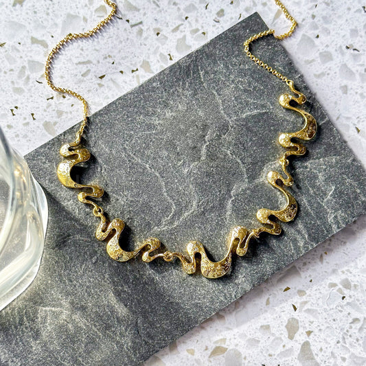 Boho Shifting Waves Necklace, Minimalist Moving Parts Wave Necklace, Unique Statement Jewelry Gift