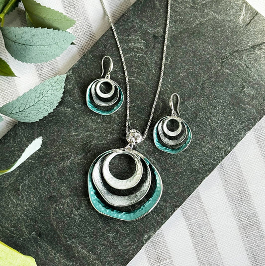 Boho Triple Circle Necklace, Chic Silver Statement Jewelry, Bohemian Chic Gift for Her - image 2