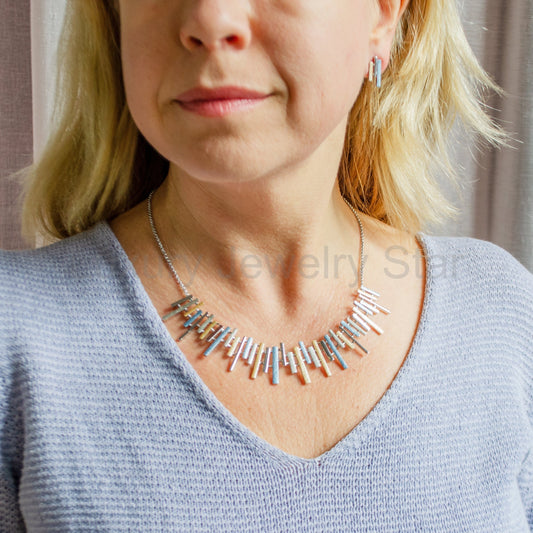Custom Sun Ray Necklace, Boho Style Statement Necklace, Geometric Lines Collar Necklace - image 2