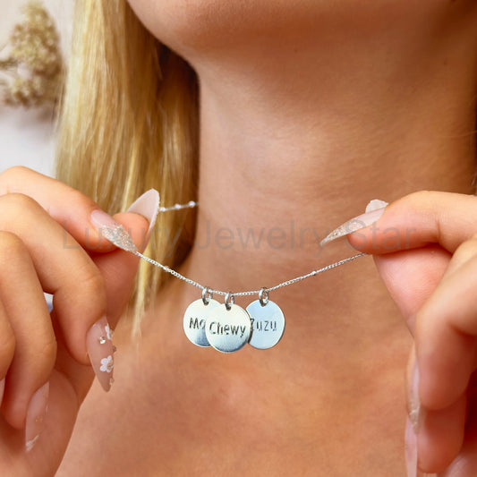 Dainty Initial Disc Necklace, Personalized Initial Necklace for Women, Sterling Silver or - image 2