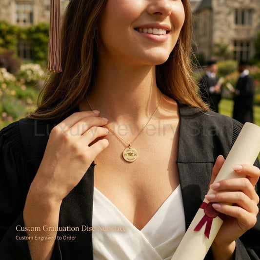 Graduation Necklace Gift for Her, in gold, rose gold or silver, Custom Name Disc necklace, - image 2