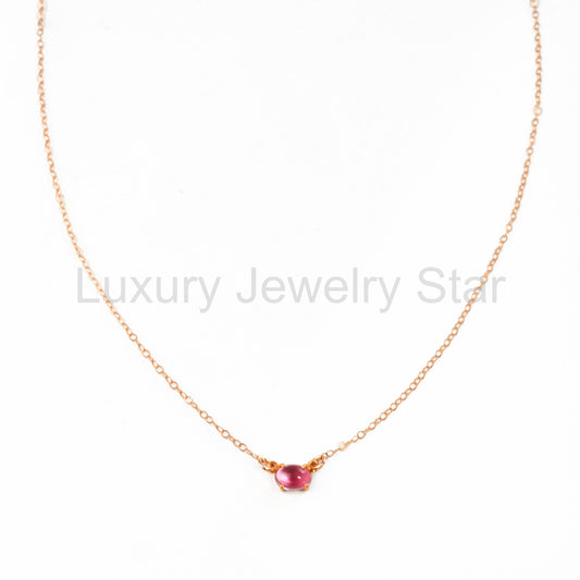 Horizontal Oval Cabochon Prong-Set Birthstone Necklace - image 2
