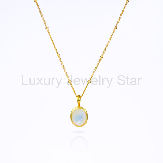 Mother of Pearl Cabochon Oval Necklace