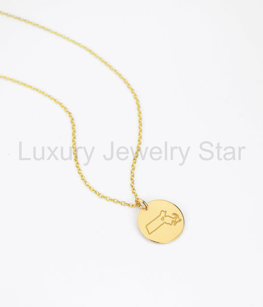 Personalized State Disc Pendant Necklace