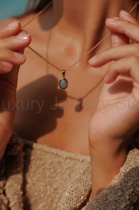 BLUE AGATE OVAL NECKLACE - image 2