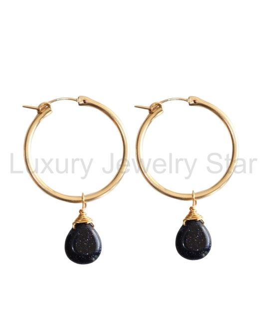 BLUE GOLDSTONE HOOPS