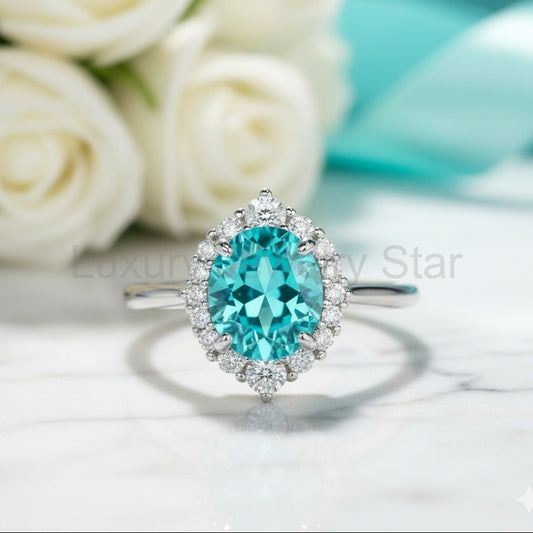Round Cut 2.0 Ct Turquoise Classic Engagement Ring