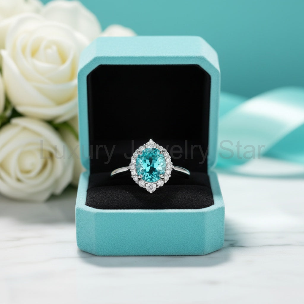 Round Cut 2.0 Ct Turquoise Classic Engagement Ring - image 2