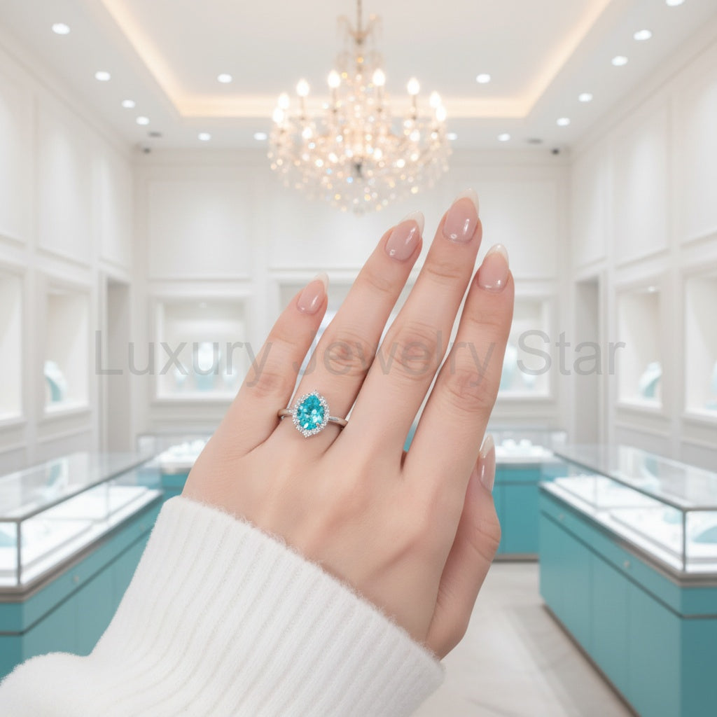 Round Cut 2.0 Ct Turquoise Classic Engagement Ring - image 4