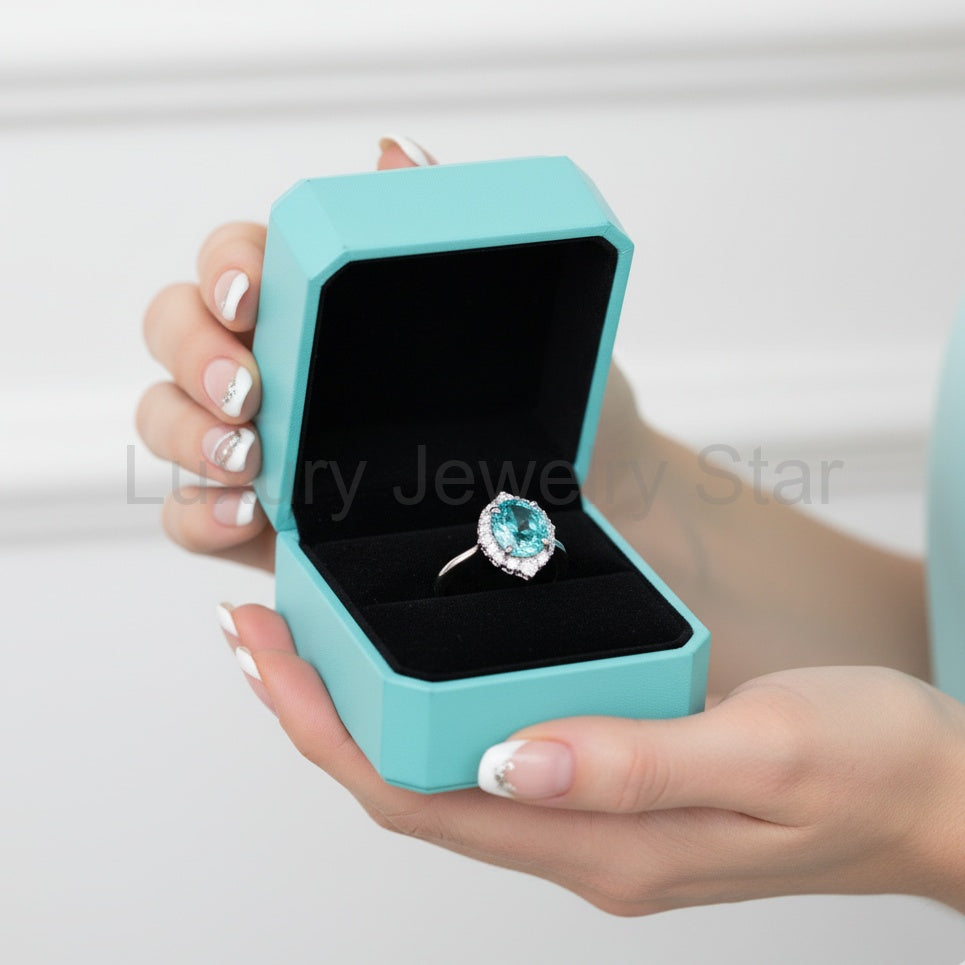 Round Cut 2.0 Ct Turquoise Classic Engagement Ring - image 5