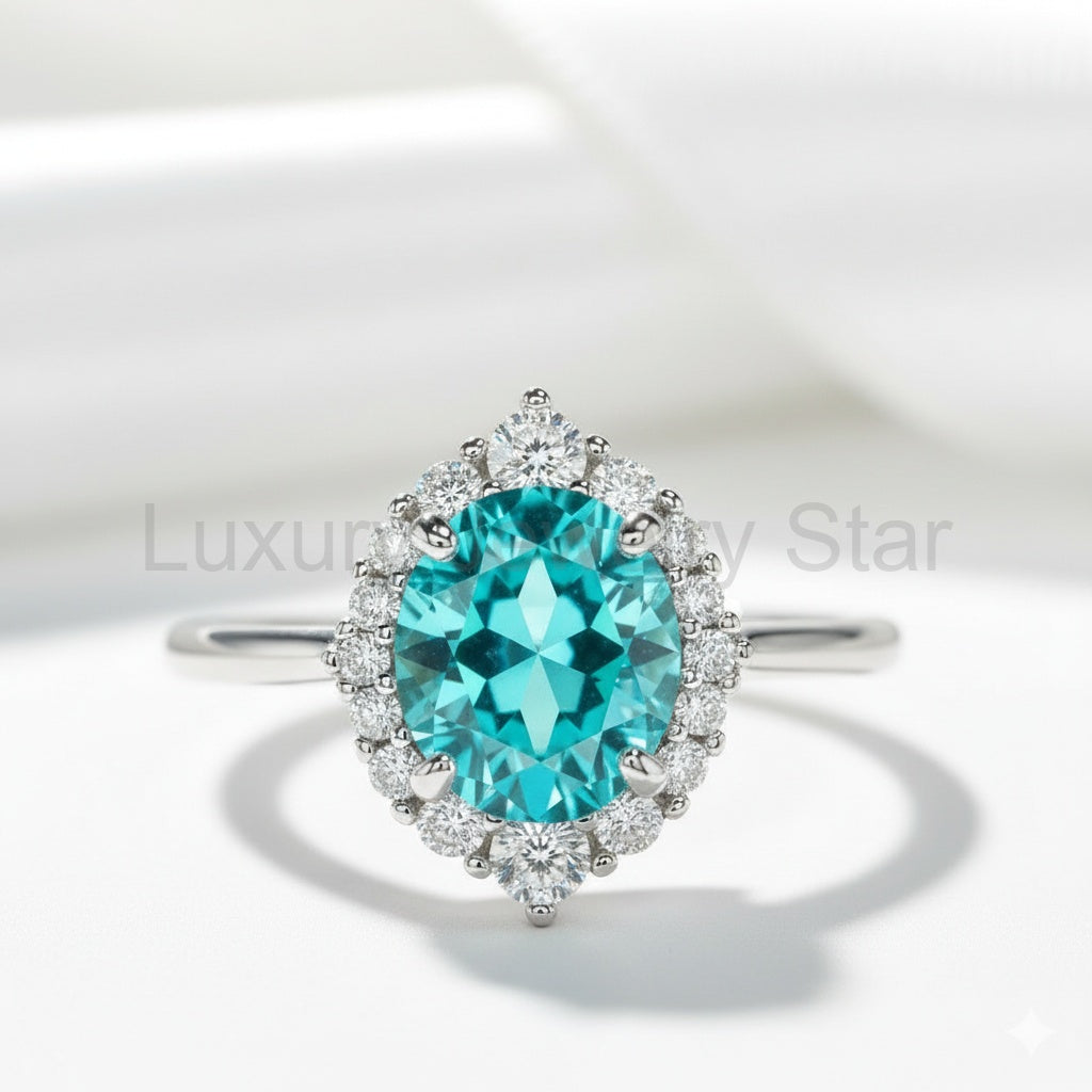 Round Cut 2.0 Ct Turquoise Classic Engagement Ring - image 6