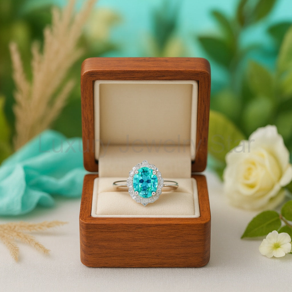 Round Cut 2.0 Ct Turquoise Classic Engagement Ring - image 8
