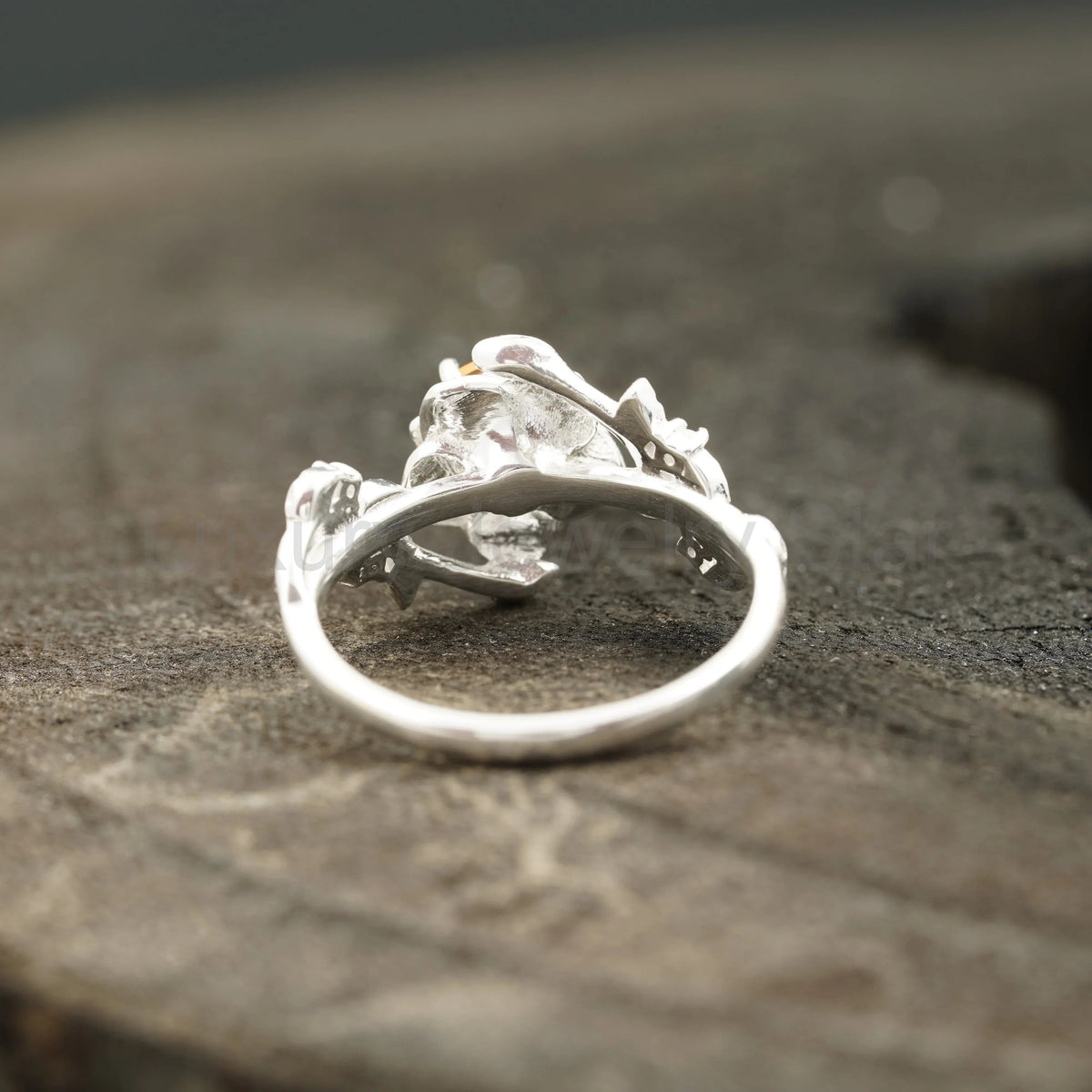 Round Citrine Leaf Engagement Ring | Nature-Inspired 925 Silver - image 5
