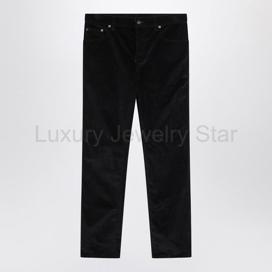 Burberry - Dark blue cotton corduroy trousers