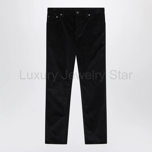 Burberry - Dark blue cotton corduroy trousers - image 2