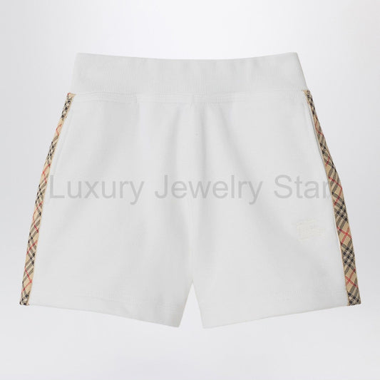 Burberry - White Shorts with Check trims