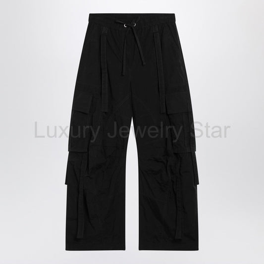 Dolce&Gabbana - Black waxed faille cargo trousers