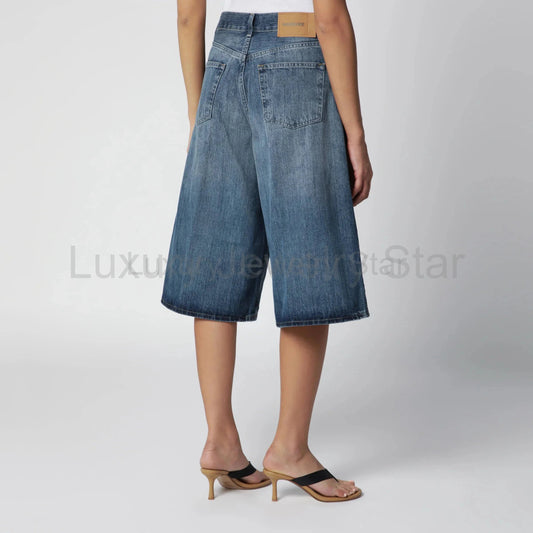 HAIKURE - Haikure wide Bermuda shorts in Blue Ryder denim - image 2