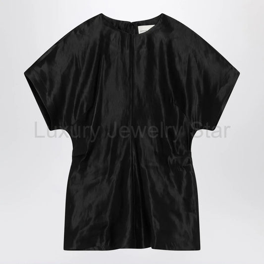 LouLou De Saison - Black T-shirt in linen and silk - image 2