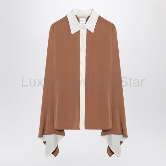 Max Mara - Camel silk colour-block shirt