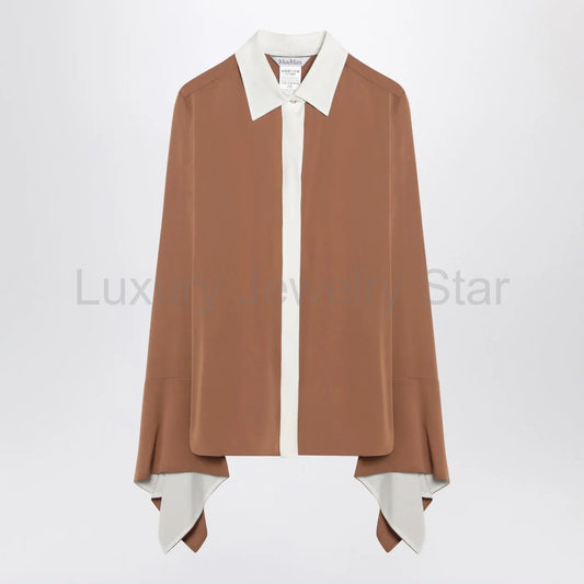 Max Mara - Camel silk colour-block shirt - image 2