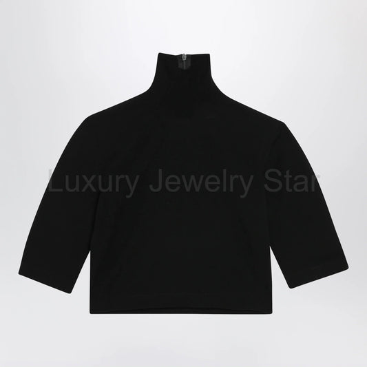 Max Mara - Cropped turtleneck sweater in stretch viscose, black - image 2
