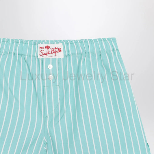 MC2 Saint Barth - Aqua green striped cotton Shorts - image 2