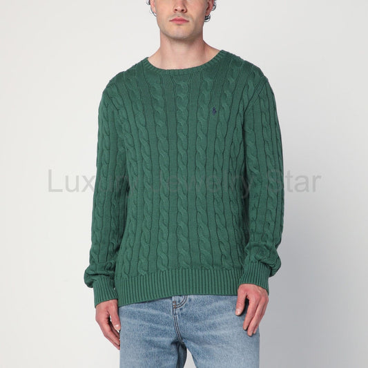 Polo Ralph Lauren - Green cotton cable-knit jumper